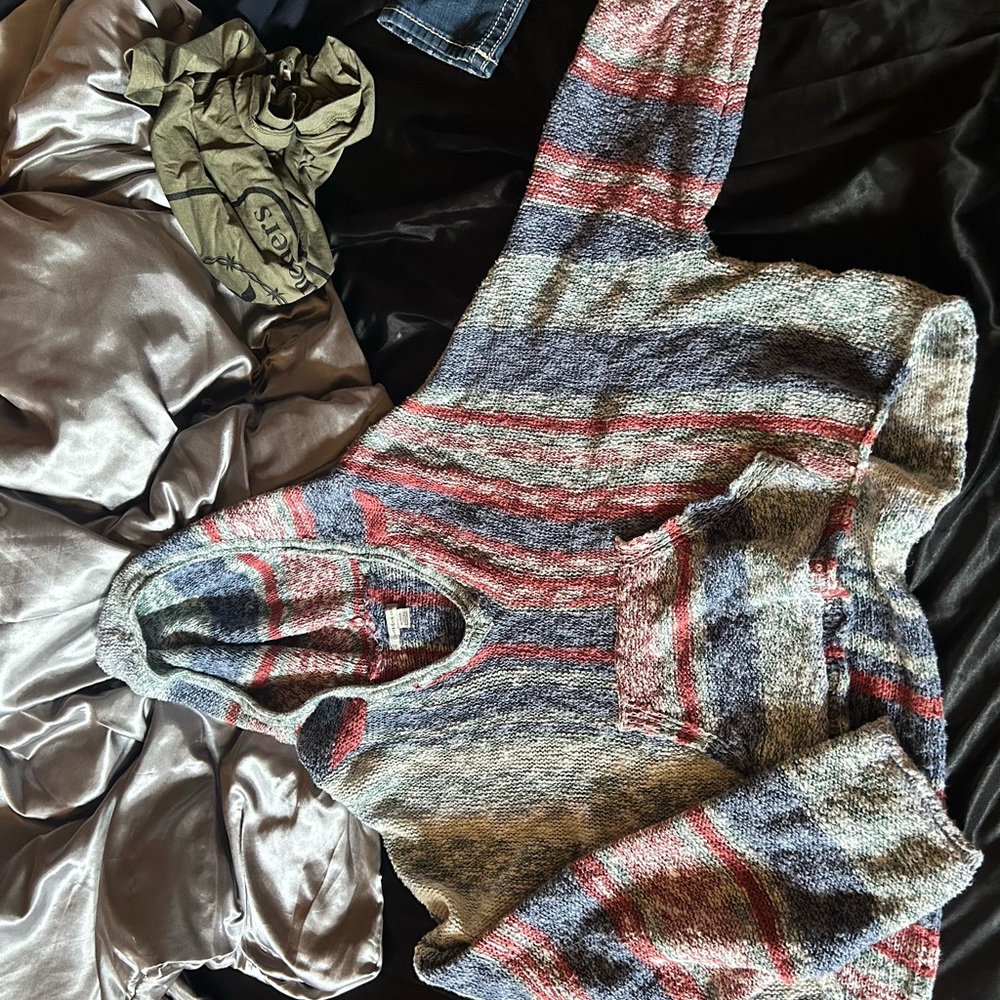 American eagle multicolored crocheted hoodie